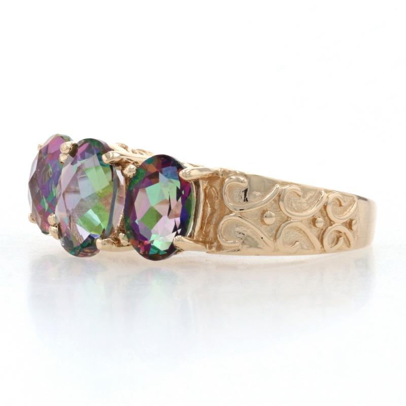 Gelbgold Mystic Topas Drei-Stein-Ring, 14k Oval Kartonschliff 3,80ctw (Ovalschliff)
