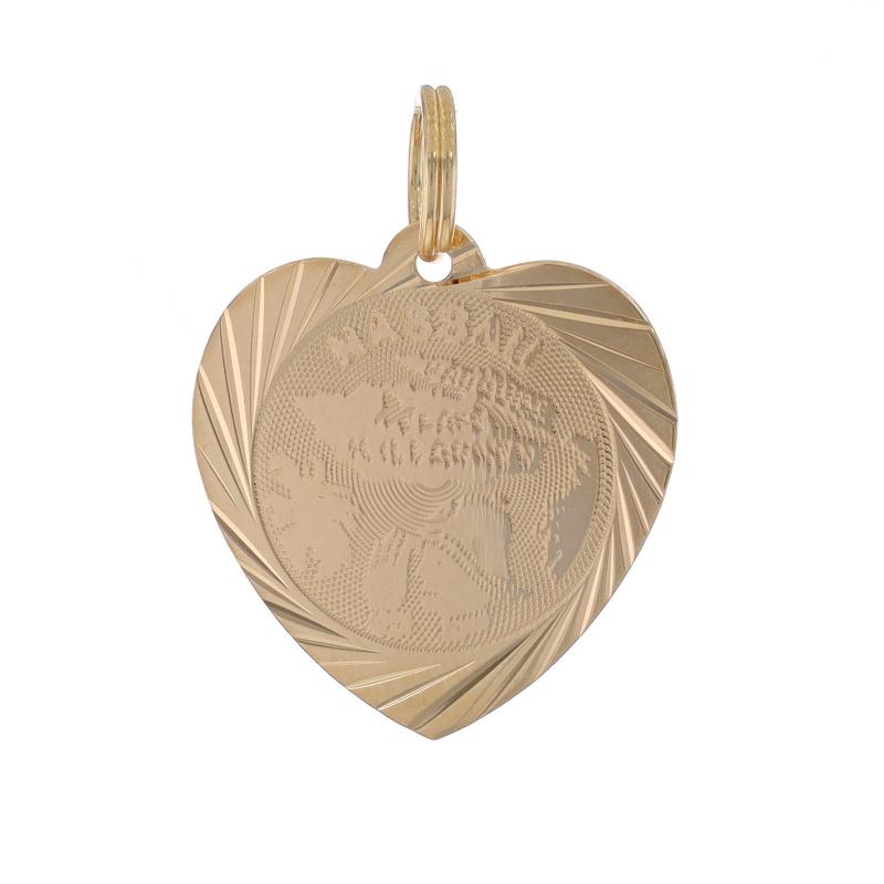 Metal Content: 14k Yellow Gold

Theme: Nassau, Bahamas Heart, Travel
Features: Smooth & Textured Finishes

Measurements

Tall (from stationary bail): 3/4