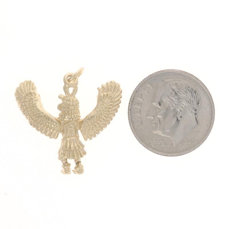 Yellow Gold Native American Eagle Dancer Charm - 14k Kachina Pendant In Excellent Condition For Sale In Greensboro, NC