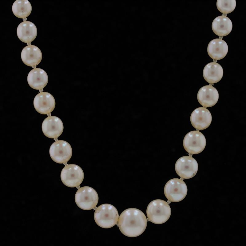 Édouardien Collier en or jaune avec perles Nature et Akoya et diamants GIA 18 1/2 en vente