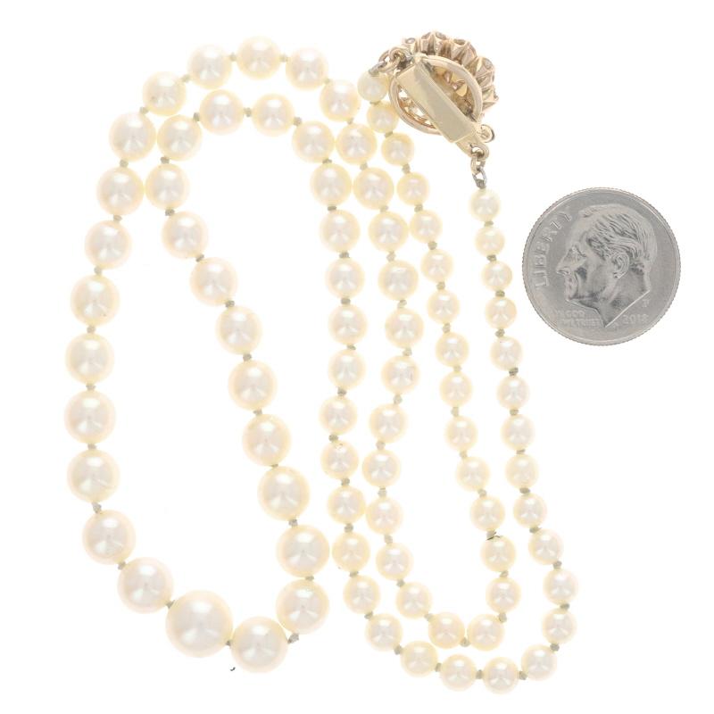 Collier en or jaune avec perles Nature et Akoya et diamants GIA 18 1/2 Bon état - En vente à Greensboro, NC