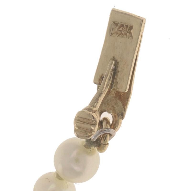 Collier en or jaune avec perles Nature et Akoya et diamants GIA 18 1/2 en vente 1