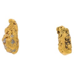 Clous d'oreilles percés en or jaune et pépite d'or naturel - 14 carats