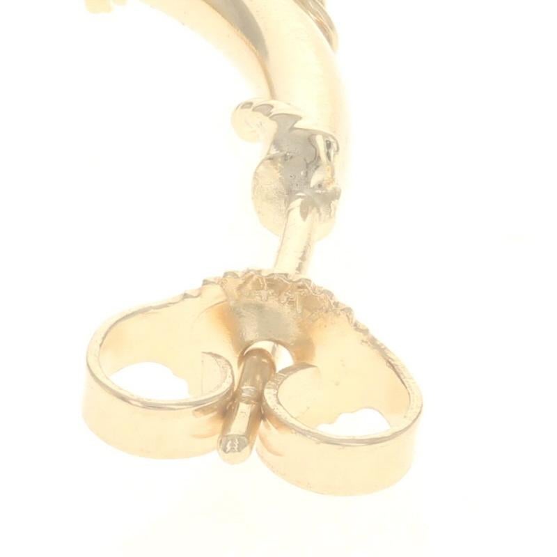Women's Yellow Gold Nautical Rope Half-Hoop Earrings - 14k Pierced For Sale