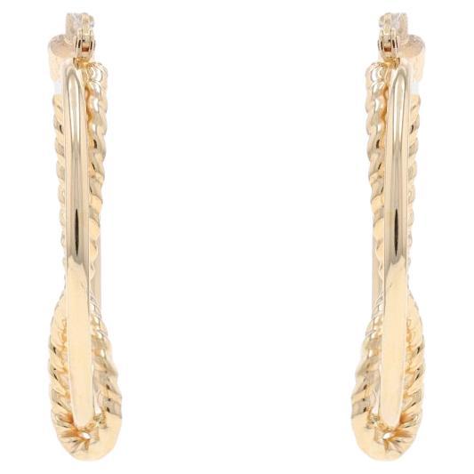 Gelbgold Nautische Seil-Ohrringe - 14k Kreis-Twist-Ohrringe durchbohrt