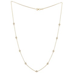 1.00 TDW Yellow Gold Necklace with 9 Features Cut Diamonds