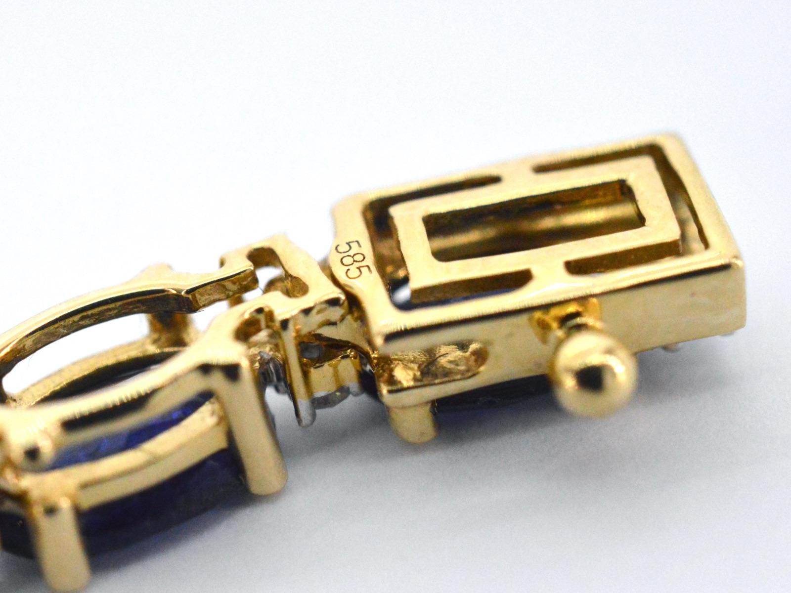 Halskette aus Gelbgold mit Diamanten und Saphiren im Angebot 2