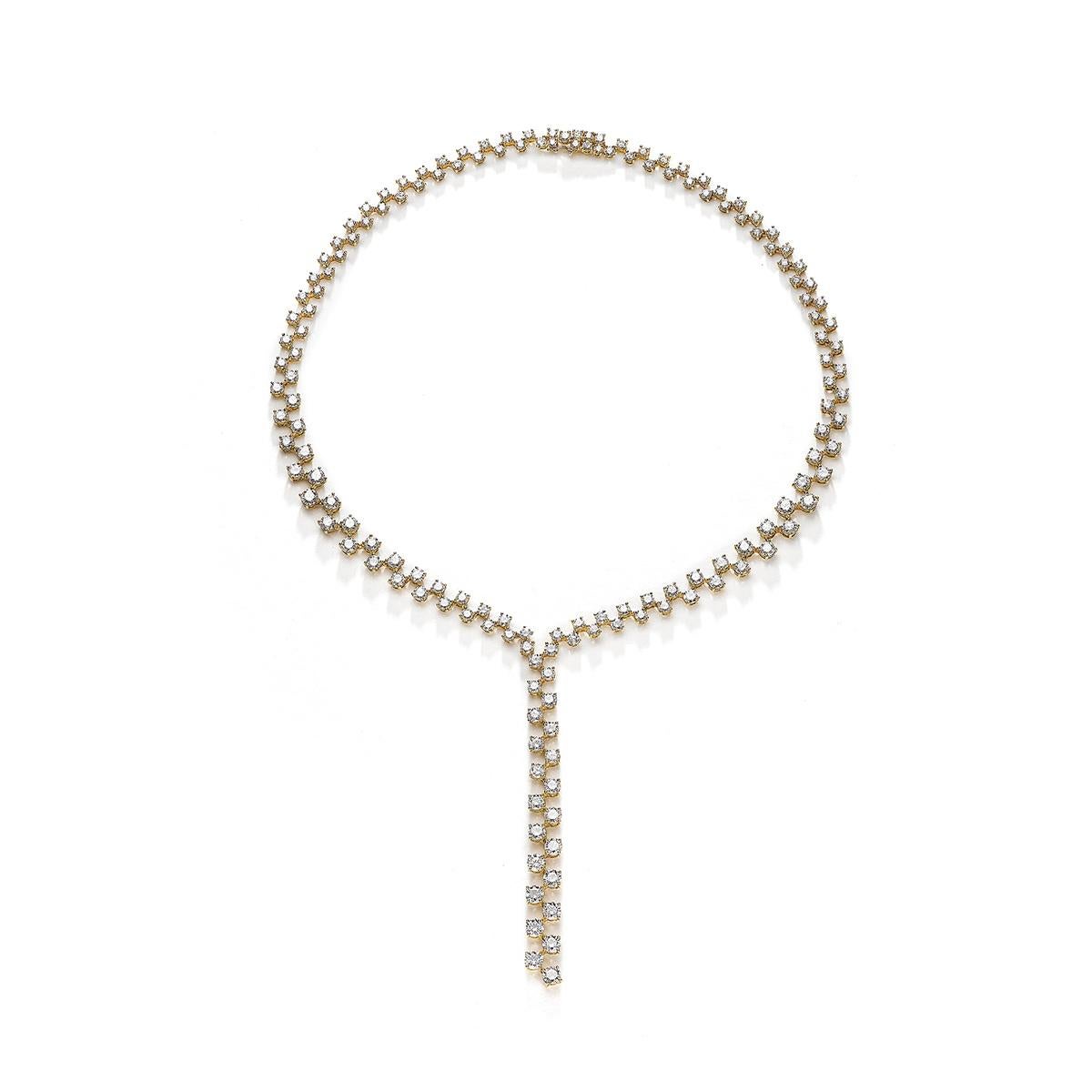 Necklace in 18kt yellow gold set with 161 diamonds 22.23 cts