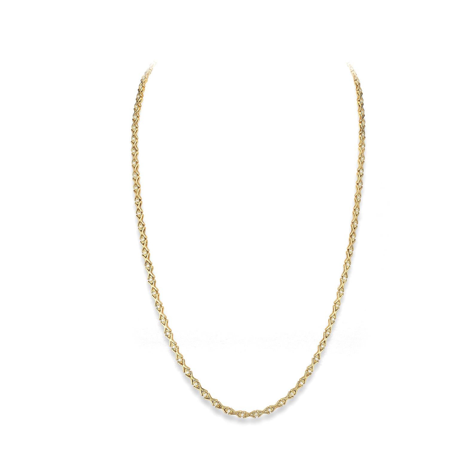 Necklace in 18kt yellow gold set with 81 diamonds 1.10 cts