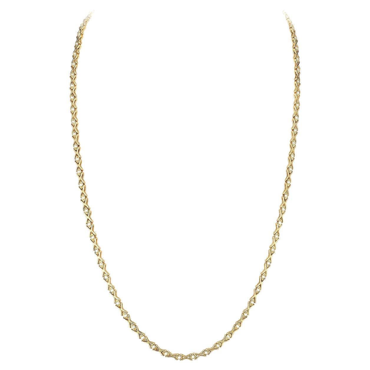 Yellow Gold Necklace with Diamonds For Sale