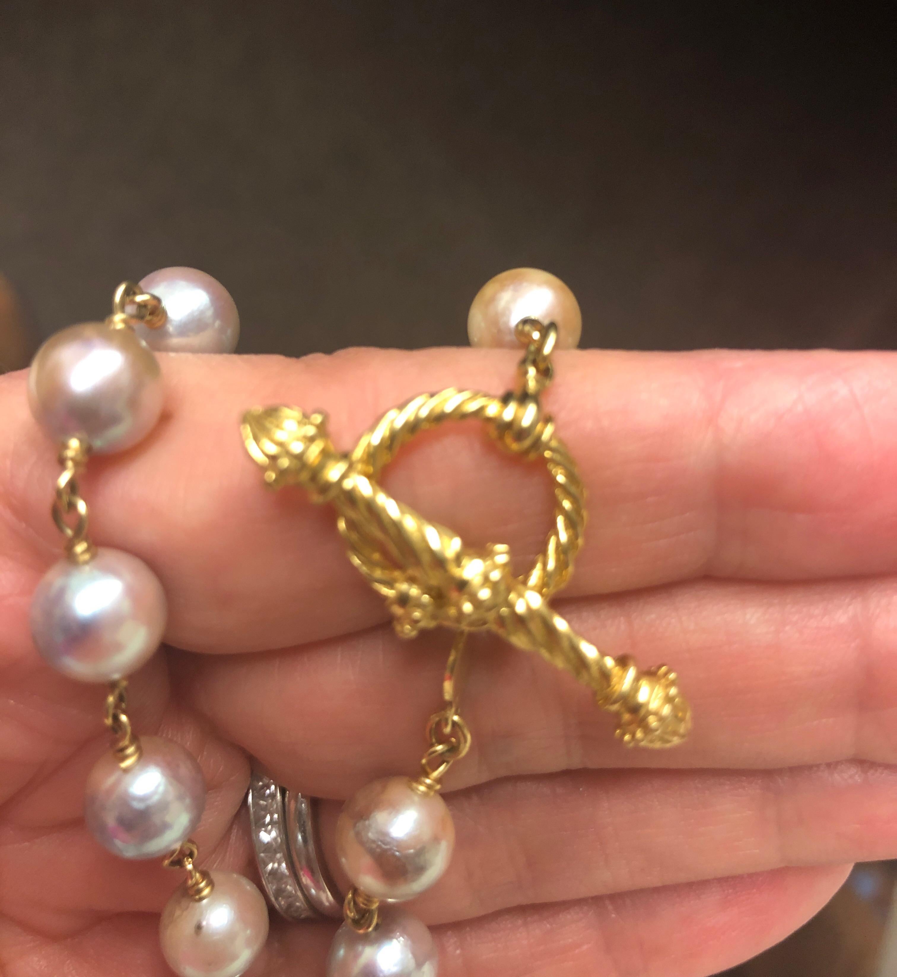 Yellow Gold Necklace with Pearls 6