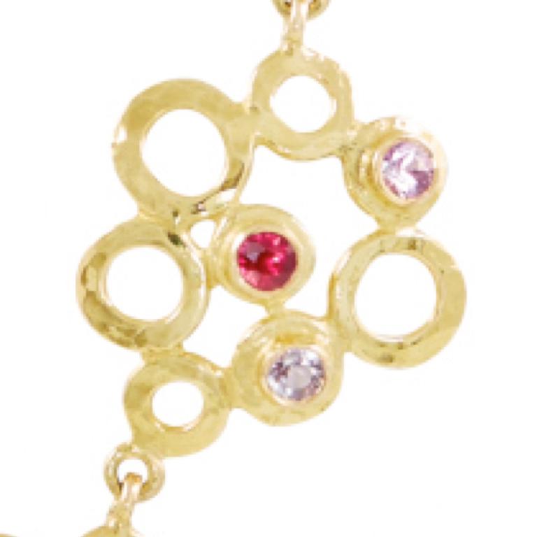 Baroque Revival 18 Carat Yellow Gold Necklace with Rubies, Pink Sapphires and Diamonds