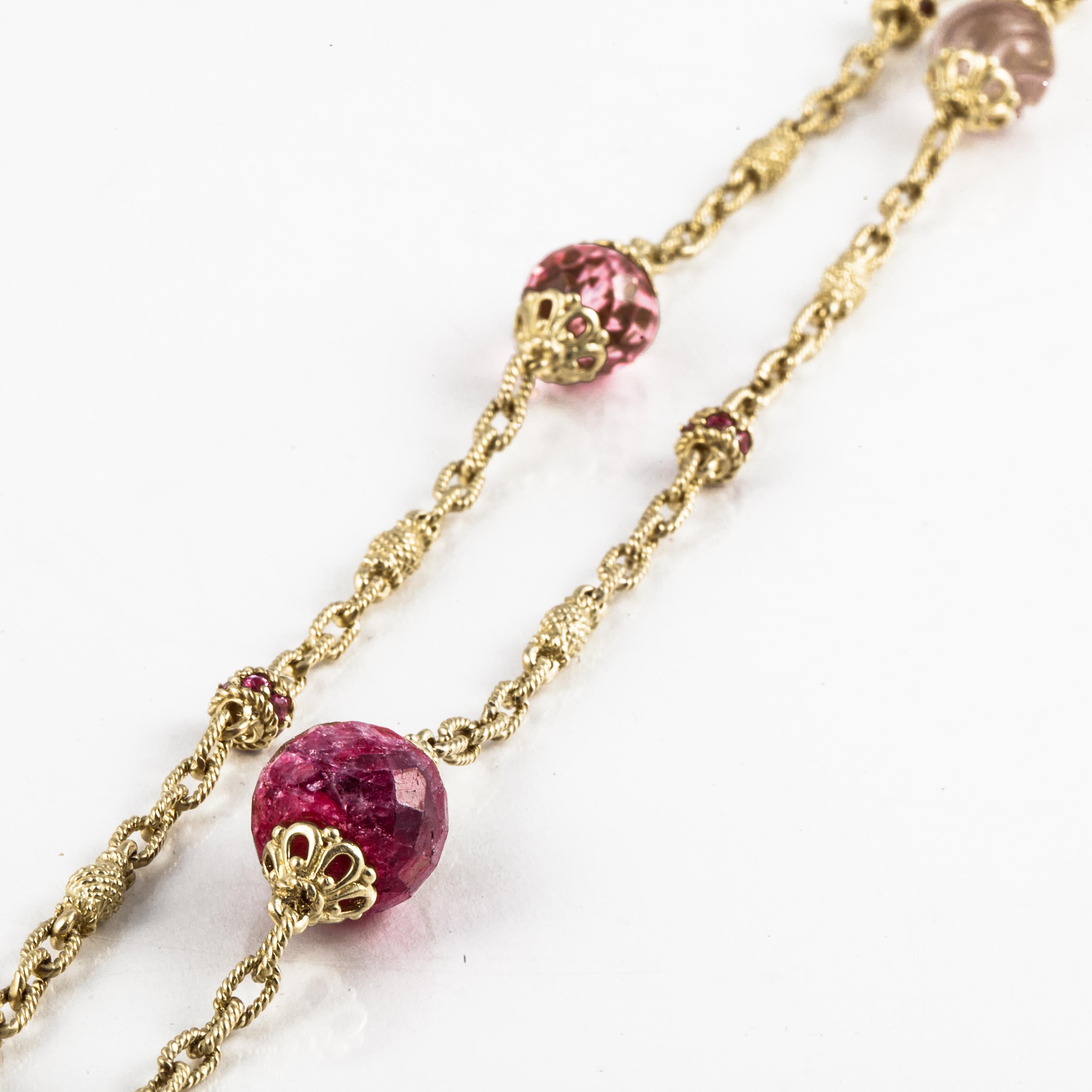 gold chain with ruby beads