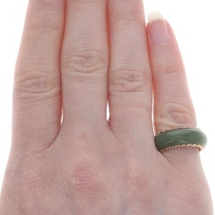 Yellow Gold Nephrite Jade Vintage Eternity Band - 14k Scallop Ring Sz 4 1/4