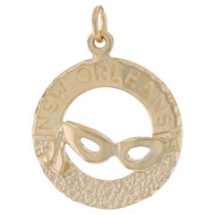 Yellow Gold New Orleans, Louisana Charm - 14k Mardi Gras Masquerade Mask