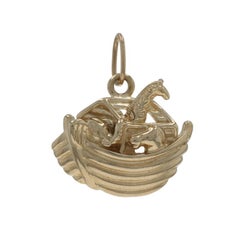 Yellow Gold Noah's Ark Charm - 14k Faith