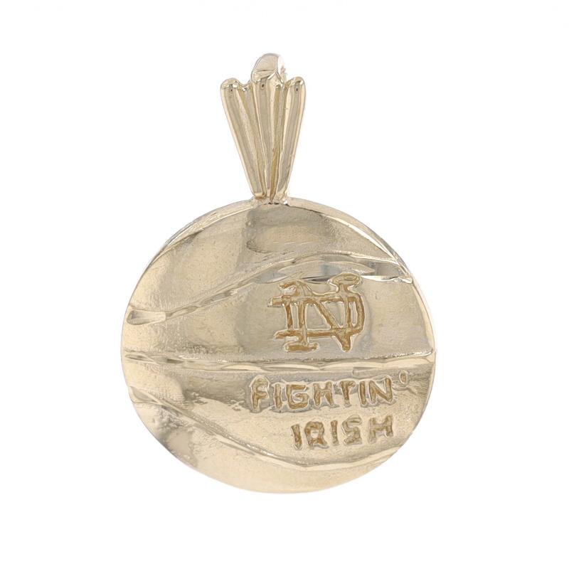 Yellow Gold Notre Dame Basketball Pendant - 14k Fighting Irish College Sports For Sale