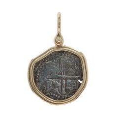 Yellow Gold Nuestra Senora De Atocha Framed Coin Pendant 14k Shipwreck Artifact