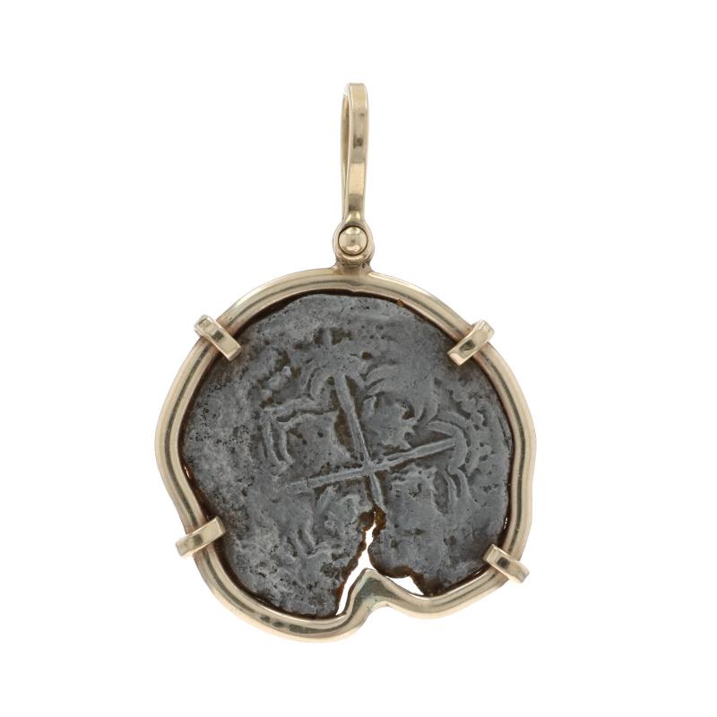 Contenu du métal : Or jaune 14k et argent fin

Style : Pièce encadrée
Thème : Nuestra Senora De Atocha, artefact de naufrage, galion espagnol

Informations sur les pièces de monnaie
Atocha 1985
Numéro TSI : CH4-23-41022
Dénomination : 2
Règne :