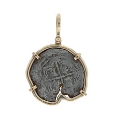 Yellow Gold Nuestra Senora De Atocha Framed Coin Pendant 14k Spainish Artifact