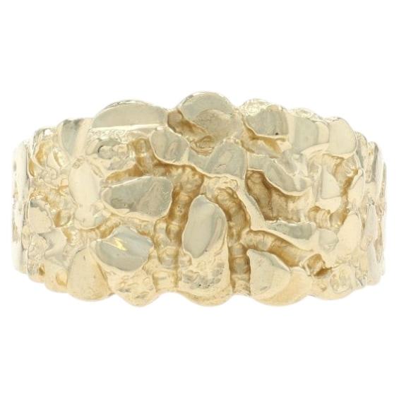 Bague pour homme en or jaune avec pépite - 14k texturé