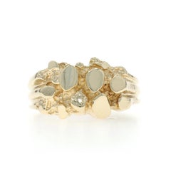 Yellow Gold Nugget Statement Ring - 14k Textured