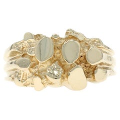 Yellow Gold Nugget Statement Ring - 14k Textured