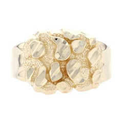 Yellow Gold Nugget-Textured Men's Ring, 10k