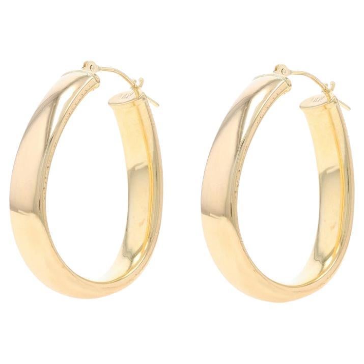 Pendientes de aro ovalados oblongos de oro amarillo 14k Chunky perforados en venta