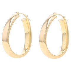 Pendientes de aro ovalados oblongos de oro amarillo 14k Chunky perforados