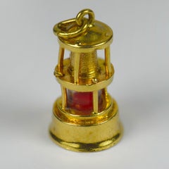 Yellow Gold Oil Lantern Lamp Light Charm Pendant