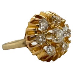 Antique Yellow Gold Old Mine Cut Diamond Cluster Ring 1 Carat