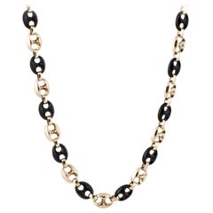Onyx and Gold Anchor Link Necklace