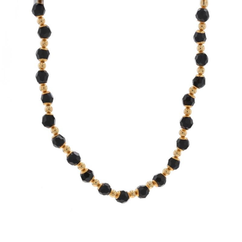 Contenuto del metallo: Oro giallo 14k

Informazioni su A. Stone
Onice naturale
Taglio: Perlina sfaccettata
Colore: nero

Stile: Fili di perline
Tipo di chiusura: Chiusura con anello a molla

Misure
Lunghezza: 17 3/4