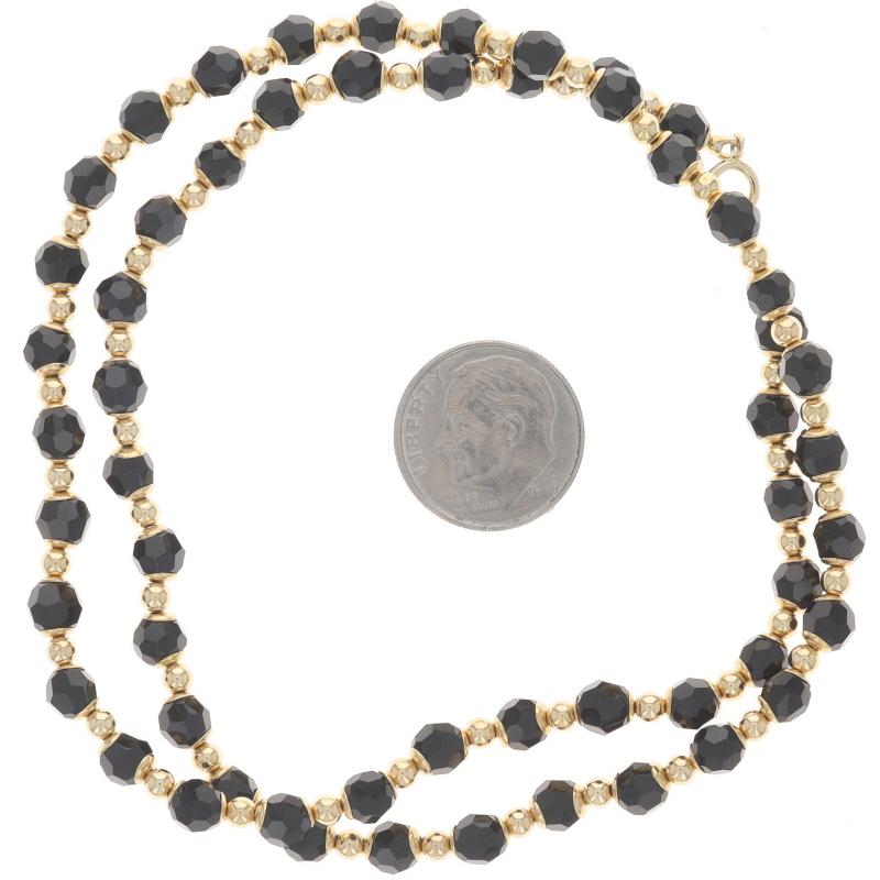 Collana con fili di perline in oro giallo e onice 17 3/4