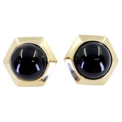 Pendientes Cabujón Ónix Oro Amarillo