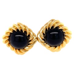 Yellow Gold Onyx Clip-on Earrings