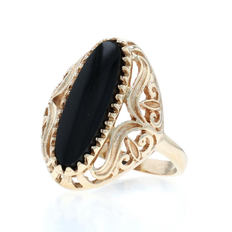 Anello solitario con cocktail di onice in oro giallo - 10k Scrollwork In condizioni ottime in vendita a Greensboro, NC