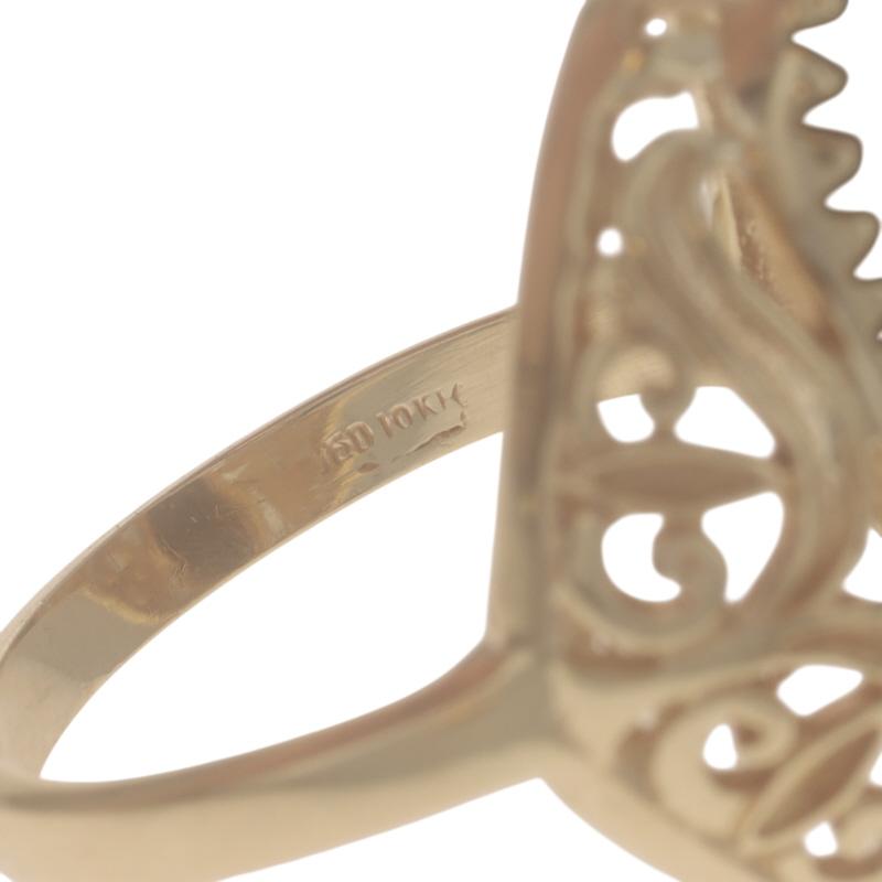 Anello solitario con cocktail di onice in oro giallo - 10k Scrollwork in vendita 1