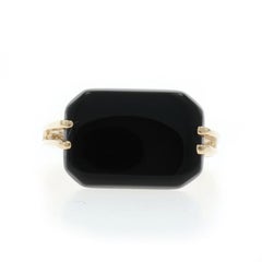 Bague Solitaire Cocktail Onyx en Or Jaune 14k