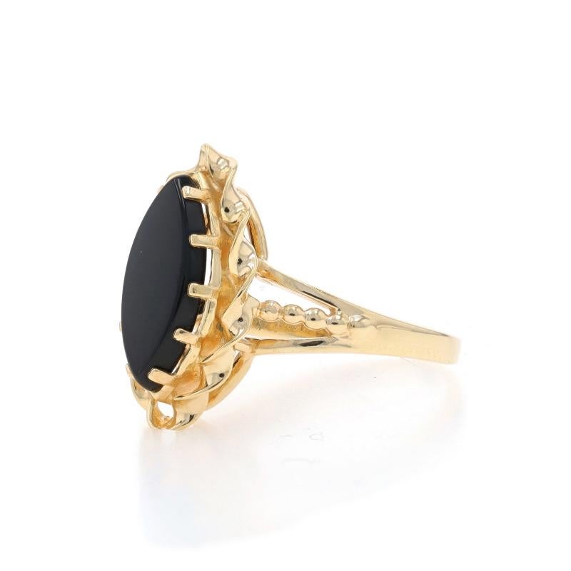 Anillo Solitario Cóctel Onyx Oro Amarillo - 14k Marquise Cabochon Rope Twist en Excelente estado para la venta en Greensboro, NC