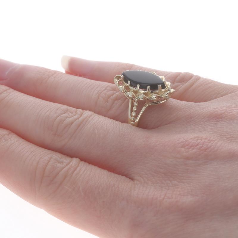 De las mujeres Anillo Solitario Cóctel Onyx Oro Amarillo - 14k Marquise Cabochon Rope Twist en venta