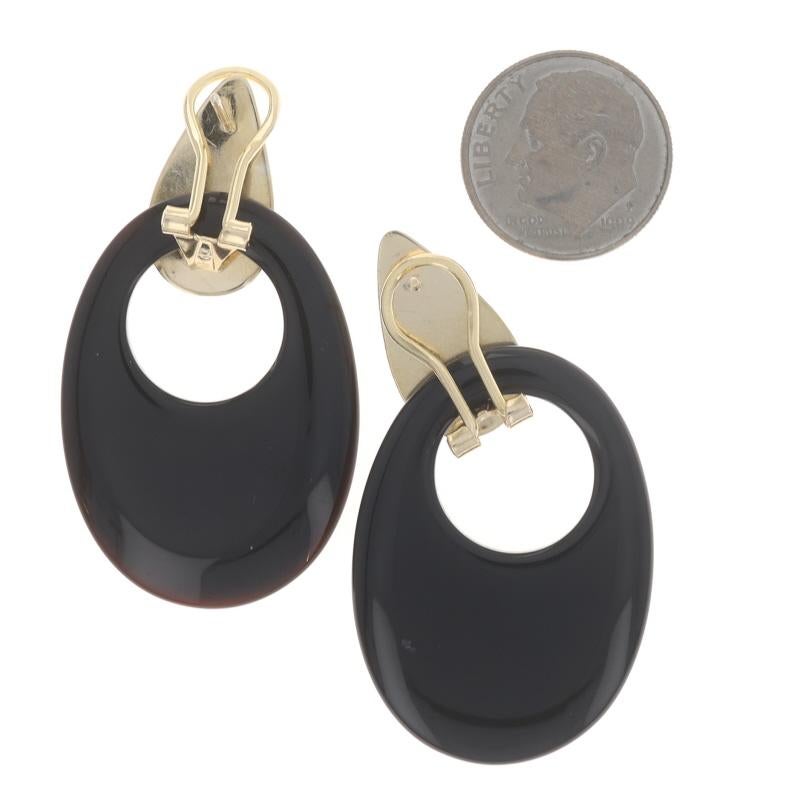 Donna Orecchini pendenti convertibili in onice in oro giallo 14k Door Knocker in vendita
