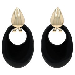 Orecchini pendenti convertibili in onice in oro giallo 14k Door Knocker