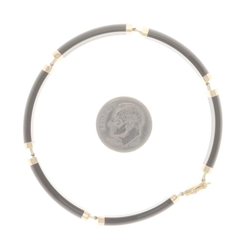 Yellow Gold Onyx Curved Link Bracelet 7