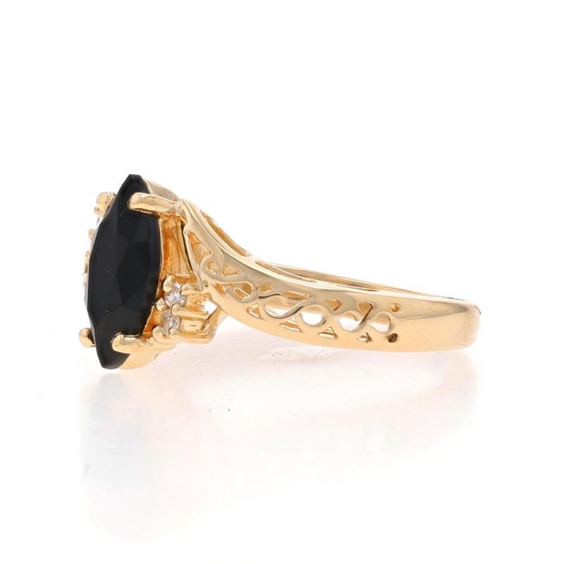 Bypass-Ring aus Gelbgold mit Onyx und Diamanten - 14k Marquise im Zustand „Hervorragend“ in Greensboro, NC