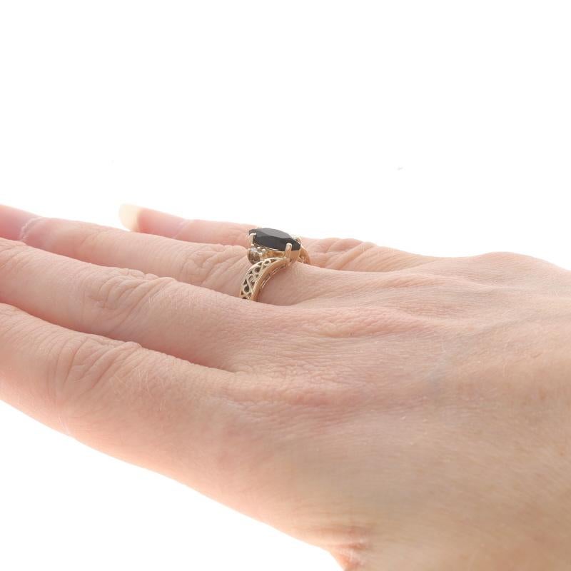 Bypass-Ring aus Gelbgold mit Onyx und Diamanten - 14k Marquise Damen