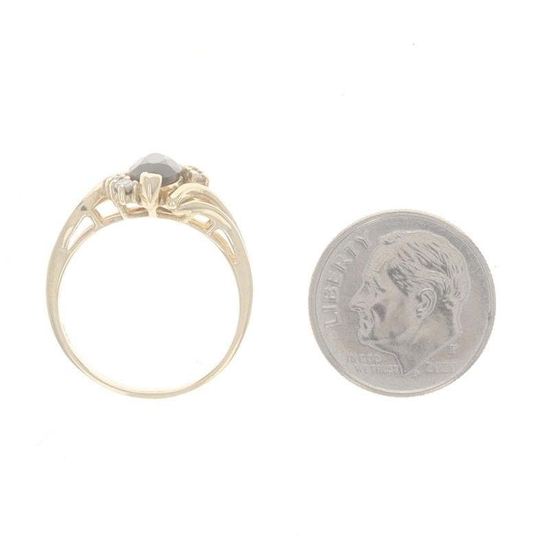 Yellow Gold Onyx & Diamond Bypass Ring - 14k Marquise For Sale 1