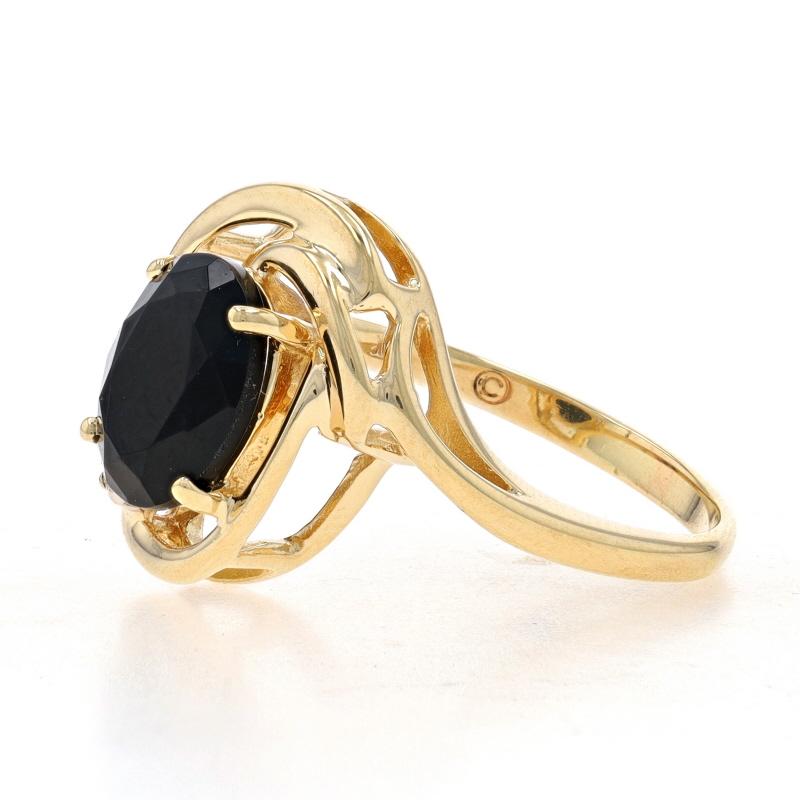 Oval Cut Yellow Gold Onyx & Diamond Bypass Ring - 14k Oval For Sale