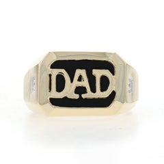 Yellow Gold Onyx Diamond Dad Men's Ring - 10k Father
